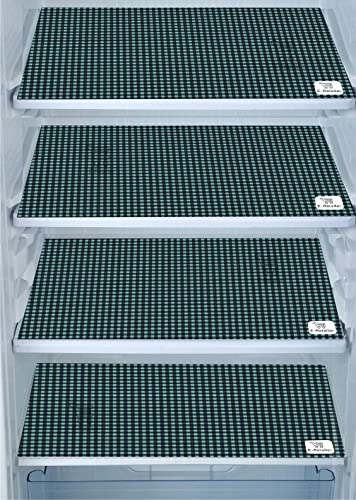 Image of Multipurpose Waterproof PVC Refrigerator /Fridge Drawer Mats Washable Non-Slip Shelf Liners for Kitchen Set of 4 Pcs (Black Check, 17.5x11.5 Inch)