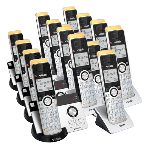 vtech is8121-4 super long range up to 2300 feet dect 60 bluetooth 4 handset cordless phone for home with answering machine call blocking connect to cell intercom and expandable to 5 handsets