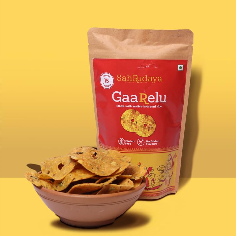 SAHRUDAYA Gaarelu Chips | Tasty & Yummy Chips | Handmade Gluten Free Snack | South Indian Nachos | Thattai Murukku | Nippattu | Chekkaluu | 100g Pack of 4