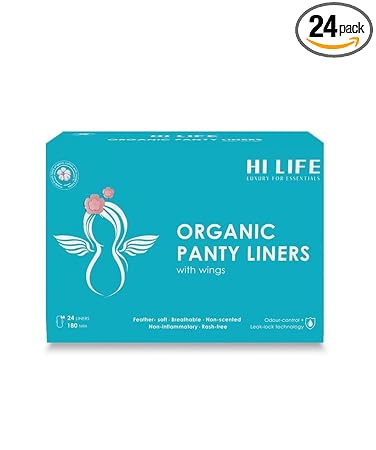Hi Life Organic Panty Liners | Daily Liners Super-Soft and Unique With Wings for Protection Against Leakage, Rashes & Discharge, Designed for Daily Use | Panty Liners | Cotton…
