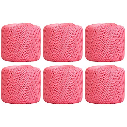 Image of ThreadArt 100% Cotton Crochet Thread Size 3, 6 Ball Pack, Pink 34 | Soft pure cotton crochet thread for lace, doilies, amigurumi and crafts. Smooth finish with crisp stitch definition.