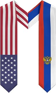 Russia Mix United States Flag Graduation Stole Sash For Study Aboard International Students