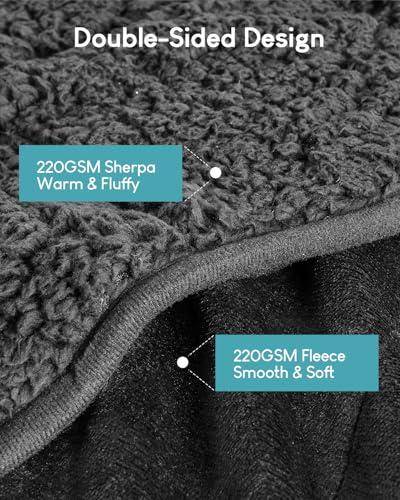 Cottonblue Sherpa Fleece Weighted Blanket 12lbs for Twin/Full Bed, Plush Bed Weighted Throw Blankets for Deep Sleep and Relaxation, Heavy Calm Blankets with Cemaric Beads, 48x72 Inches, Black