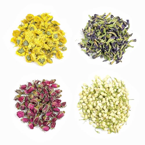 natural dried fruit and flower kit for diy crafts - 25 bags ideal for soap making candle making resin jewelry bath bombs and nail art - includes rose petals rosebuds lilium jasmine and more