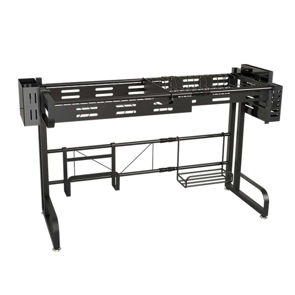 Lavello da Cucina in Acciaio Inossidabile Scaffale da Tavolo Retrattile Scolapiatti Rack per la conservazione dei Piatti per Uso Domestico