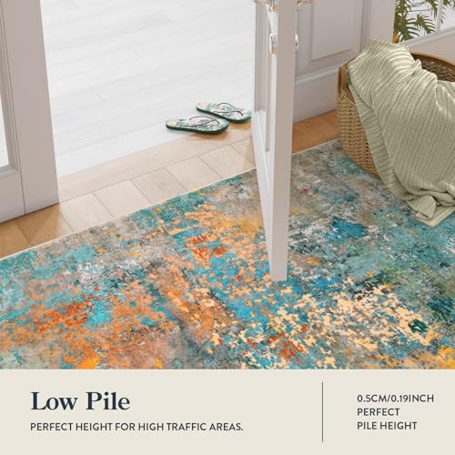Lahome Modern Abstract Area Rugs 9x12 Living Room Rug, Washable Rugs for Living Room Bedroom Low Pile Non Slip, Colorful Large Soft Indoor Carpet for Dining Room Table Apartment Classroom
