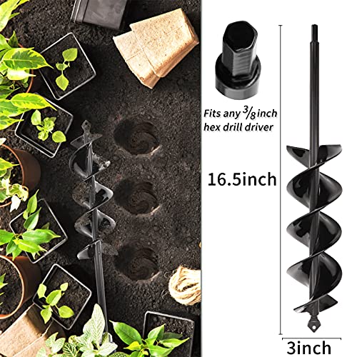 image for TCBWFY Auger Drill Bit for Planting, 2 Set Solid Core Shaft Garden Aug