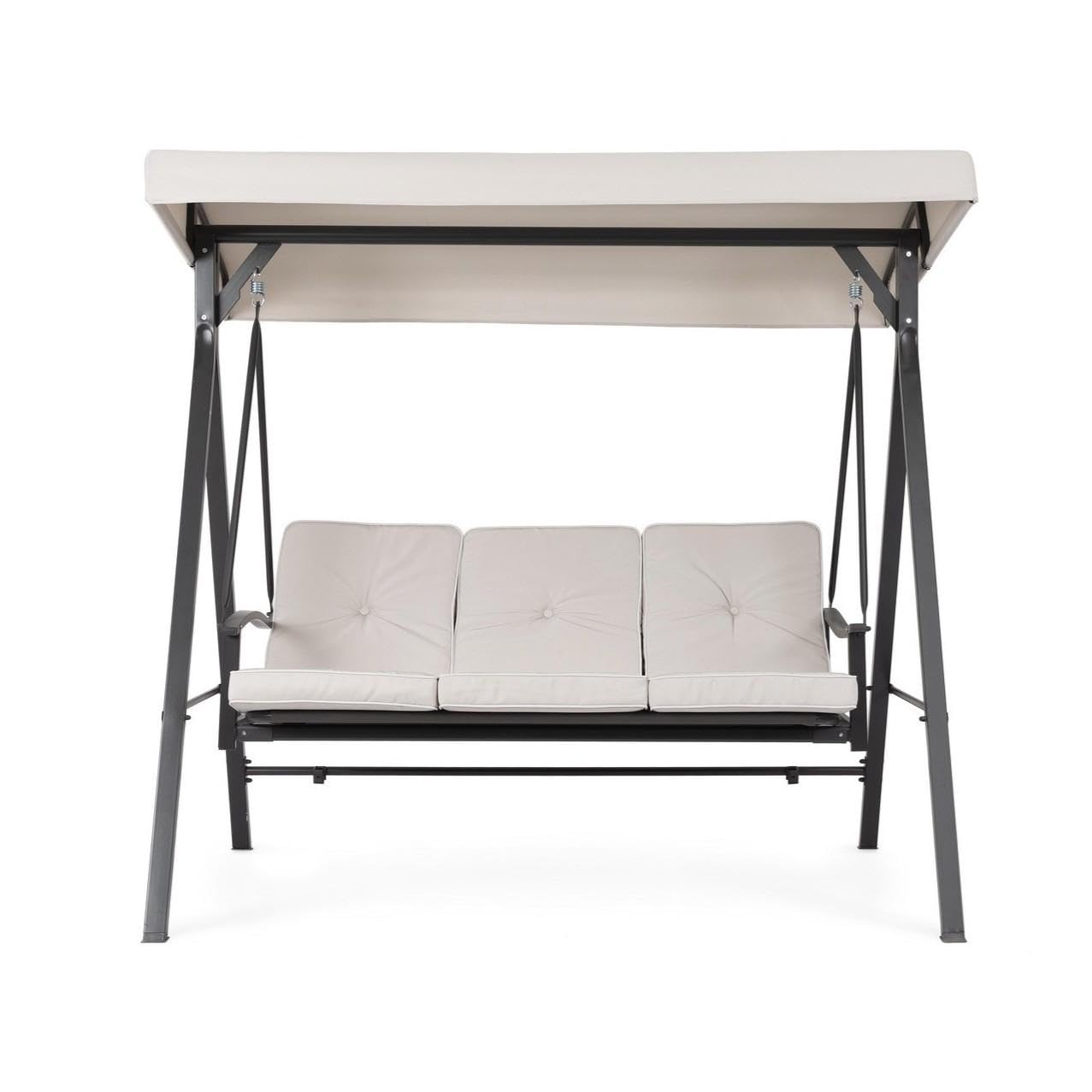 Bizzotto Dondolo a 3 posti con copertura modello Taurus, grigio chiaro
