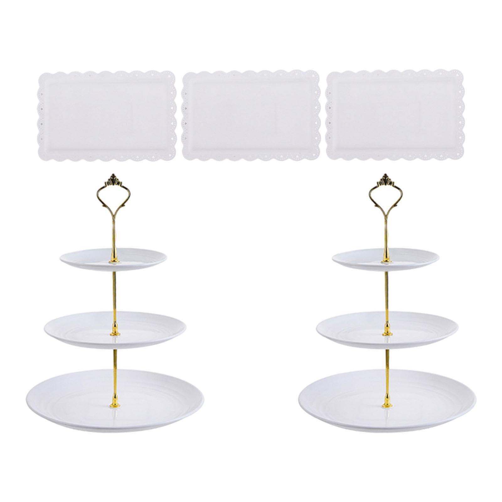perfk 2 Soportes para Cupcakes 3 Niveles, postres con 3 bandejas, Adornos Decorativos, Elegantes expositores para Fiestas y Celebraciones, Style D