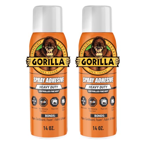 Gorilla Heavy Duty Spray Adhesive, Multi Purpose, Clear, 14 oz, 2-Pack