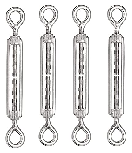 4 piezas Tensores tipo Gancho de acero inoxidable 304 para cables, kit de hardware resistente para tensión de cable miniatura 1