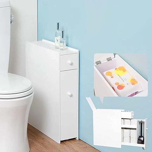 スリム トイレラック トイレ収納 隙間収納 幅14cmトイレ用品 トイレットペーパー収納 白 ホワイト 掃除用具収納 ラック サニタリー収納 かわいい おしゃれ 掃除用具入れ