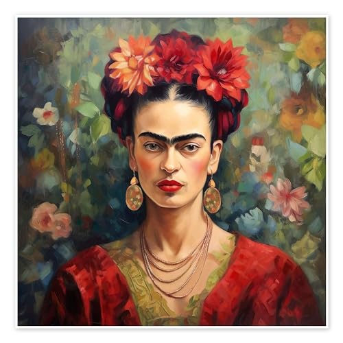 Frida Kahlo Vintage Póster de Mark Ashkenazi 40 x 40 cm Rojo Cuadros Decoración para la pared