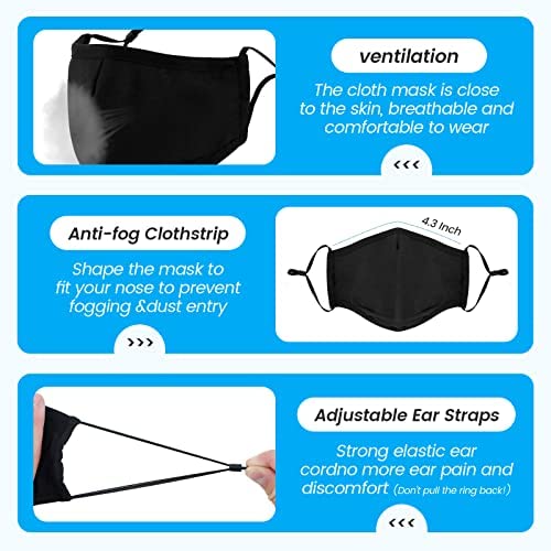 3-Ply Cloth Face Mask 6 Pack,Washable, Reusable And Breathable Face Covering With Adjustable Ear Protection Loops For Women And Men (Black/Grey/Wine Red/Dark Green/Dark Blue/Brown) #TOP1