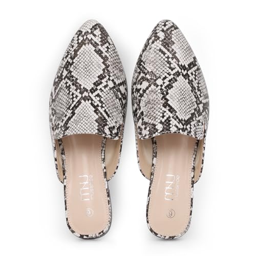 Image of MUSSHOE Women's Pointed Toe Mule Flats: Comfortable Lightweight Slip On Backless Loafers with Memory Foam for Office Work & Dressy Casual Wear
