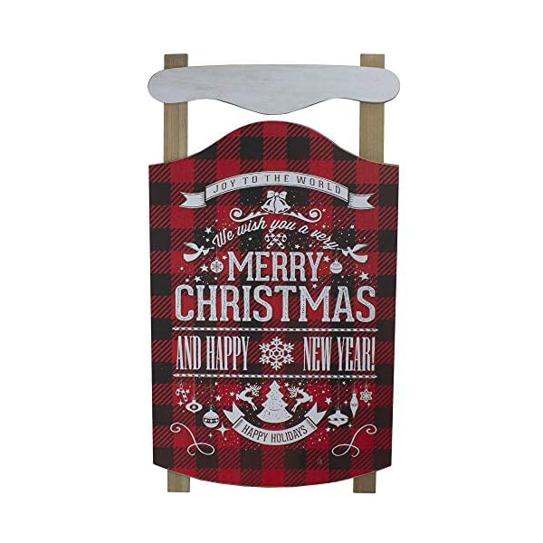   Northlight-24-Red-and-Black-Buffalo-Plaid-Merry-Christmas-Sled-Wooden-Hanging-Wall-Sign