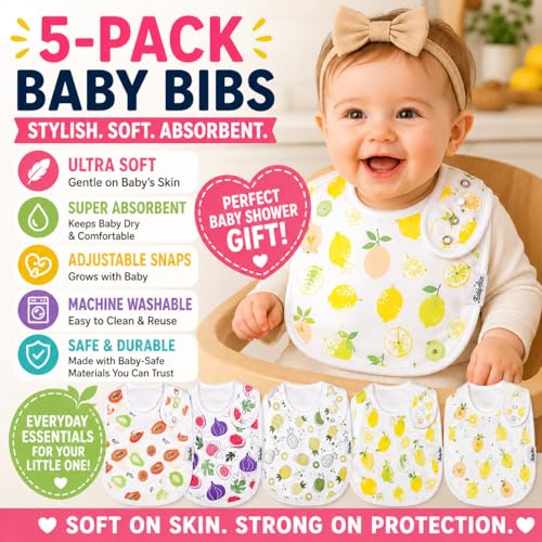 Image of KiddyStar Premium Organic Cotton Bibs for Drooling & Teething Babies