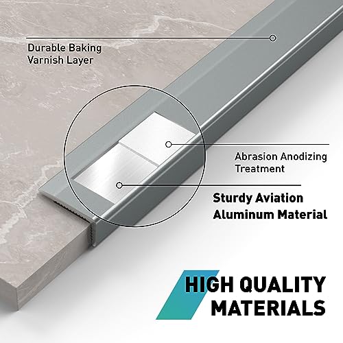 Image of 10-Pack Tile Edge Trim,39''x0.4'' | Peel and Stick Aluminum Backsplash Trim Edge,Metal Self Adhesive Decorative Tile Liner,Matte Gray