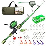 Lanaak Kids Fishing Pole - Green Camo - Kids Fishing Pole for Boys, Girls and Youth