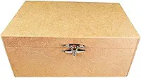 Caixa de Madeira MDF com Fecho, 30x20x13 cm, Cor Crua