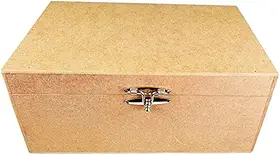 Caixa de Madeira MDF com Fecho, 30x20x13 cm, Cor Crua