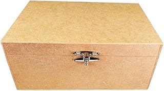 Caixa de Madeira MDF com Fecho, 30x20x13 cm, Cor Crua