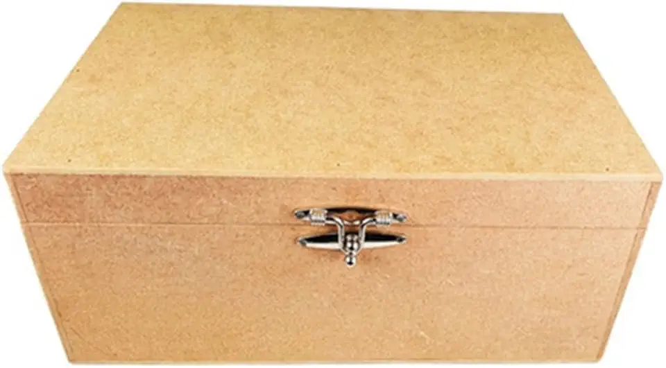 Caixa de Madeira MDF com Fecho, 30x20x13 cm, Cor Crua