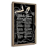 UGMOO Tableau Toile Decoration 60x80cm Sans Cadre Règles de la maison de la sorcière noire Peintures noires pour la décoration de la chambre à coucher du salon