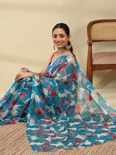 Image of Garden Vareli Floral Print Nara Chiffon Saree 73475