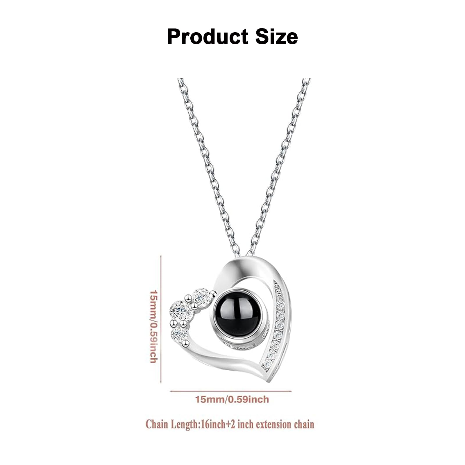 Collana con foto personalizzata Collana con proiezione con foto all'interno, Collana con ciondolo con foto personalizzata in argento S925, Collana con foto a cuore di Natale per