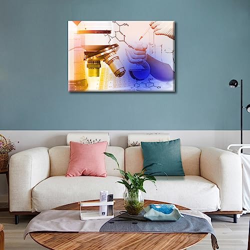 Image of TUMOVO 1 Pieces Clinical Laboratory Black and White Wall Art Medical Artwork Wall Decor for Bedroom Scientific Experiments Wall Art Print on Canvas Framed Ready to Hang (16 inch Wx24 H)