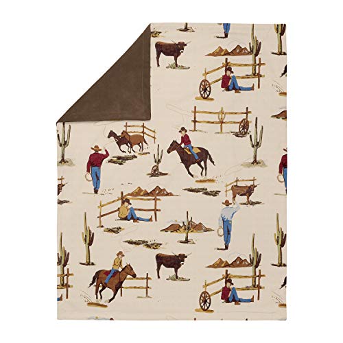 Image of Sweet Jojo Designs Tan Brown Western Cowboy Boy Soft Baby Blanket Receiving Security Stroller Swaddle for Toddler Newborn Infant Kids Travel Minky - Wild West Southern Country South Horse Cow Animal