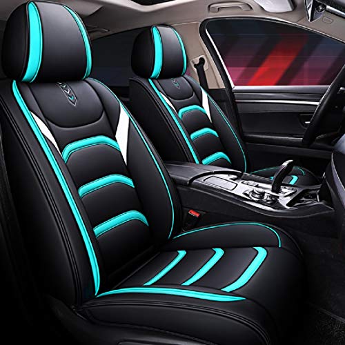 ZX YDK003 Leather Car Seat Covers, Faux Leatherette Automotive Vehicle Cushion Cover for Cars SUV Pick-up Truck Universal Fit Set for Auto Interior Accessories (Black-Green)