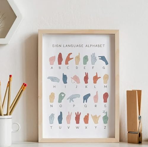 American Sign Language Poster, ASL Alphabet, Rainbow Classroom Decor, ABC Print - 11x14 - Unframed Print - Decor for Home, Bedroom, Nursery, Kids Room, Dorm, Gift