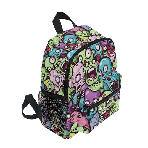 JUNZAN Colorful Yelling Zombie Mini Backpack for Boys Girls Bottle Pockets Backpack for Toddlers Boys Bookbags for Elementary4