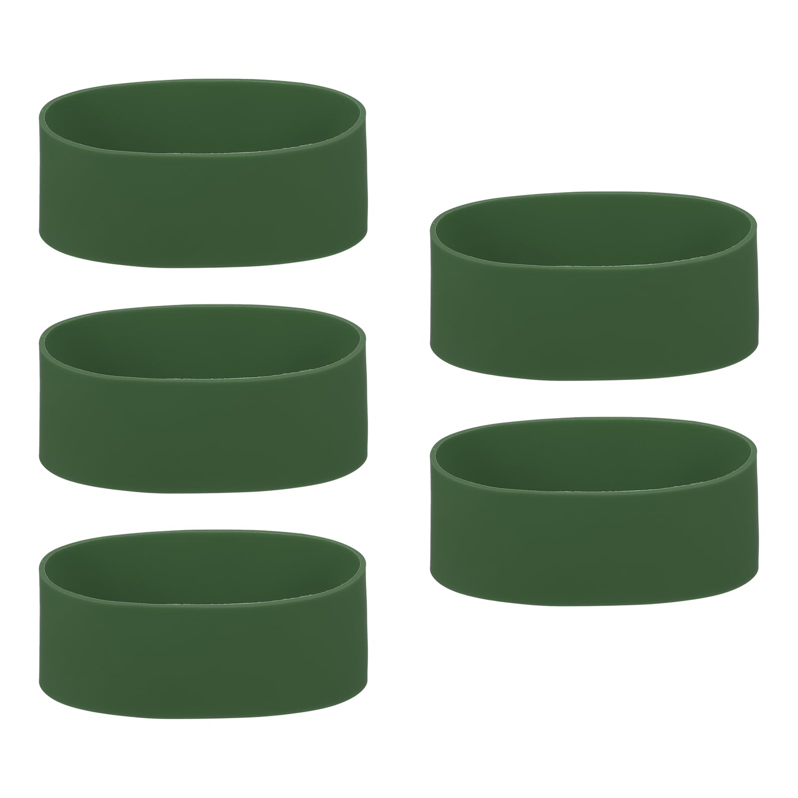 sourcing map 5Pcs Silicone Rubber Bands Non-Slip 4.33 Inch Flat Elastic Rubber Wrapping Bands for Books, Traps, Art, Wrapping Paper, Cord Wraps, Army Green