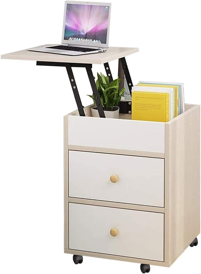 Nightstand Bedroom Bedside Table with Storage,Removable Locker Lifting Table File Cabinet,for Home Office (White): Kitchen & Dining