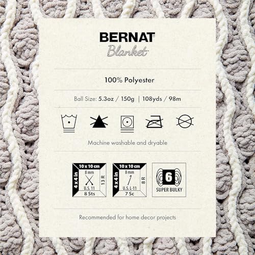 Image of Bernat Blanket Yarn Super Bulky Soft Chenille Yarn, Vintage White, 3-Pack | #6 Super Bulky Yarn, 100% Polyester, Soft Fluffy Blanket Yarn for Crochet, Knitting & Crafts, 108yds, 150g /5.3oz per skein