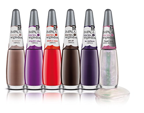 Impala Nail Polish Meus Segredos Collection - 5 Colors + 1 Effect from Brazil