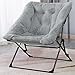 OAKHAM Comfy Saucer Chair, Foldable Faux Fur Lounge Chair for Bedroom and Living Room, Flexible Seating for Kids Teens Adults, X-Large, Gray
