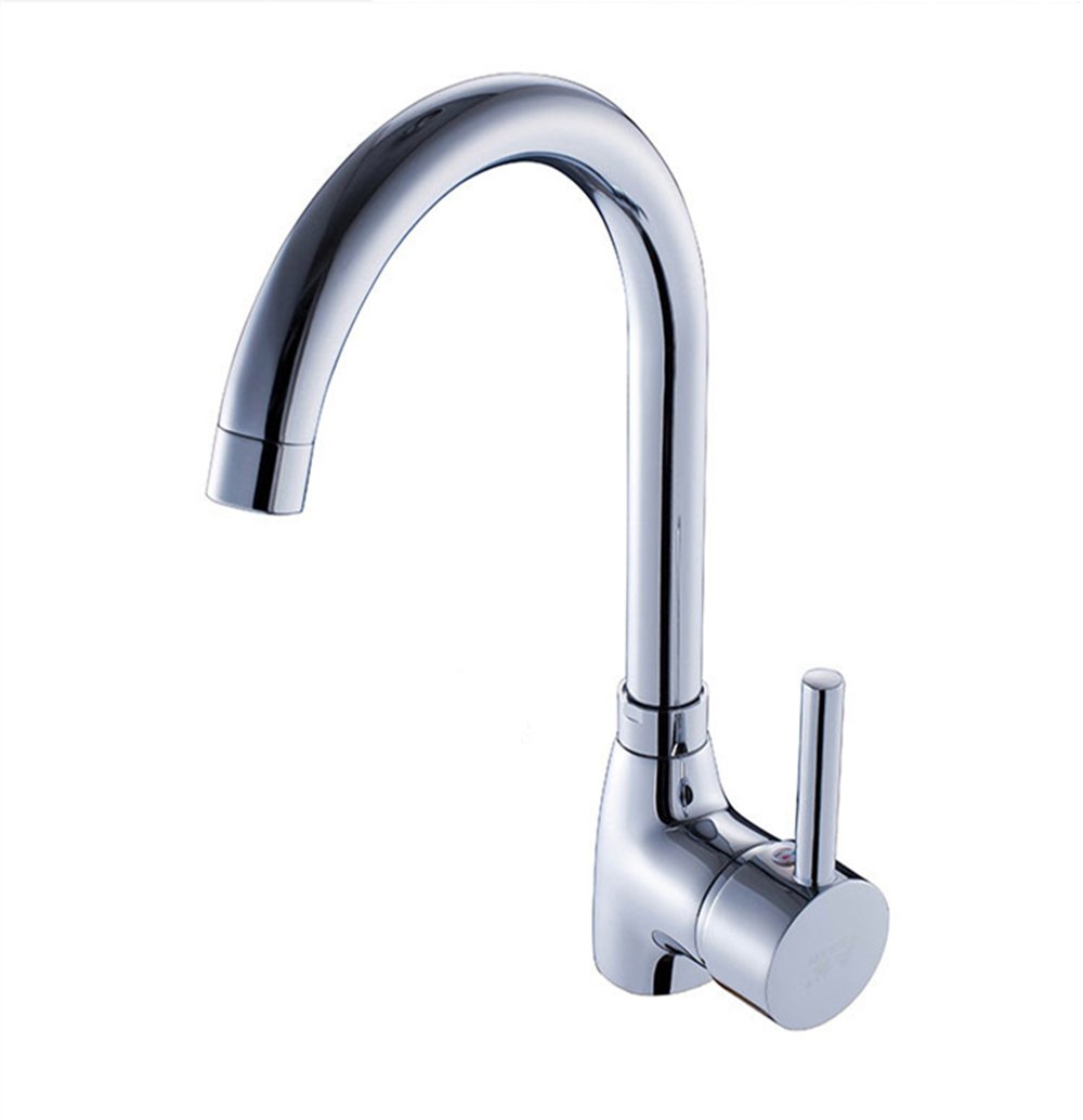 ZQFHSX Kitchen Sink Brass Mixer Tap High Arc Swivel Spout Cold and Hot Water Faucet LWX