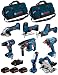 Produktbild BOSCH Kit 18V BK802BAG (GDX 18V-180 + GSR 18V-60 C + GBH 18V-21 + GKS 18V-57 + GST 18 V-LI S + GWS 18-125 V-LI + GLI 18V-300 + GSA 18 V-LI C + 3 Batterien 5,0 Ah + Ladegerät + 2 Taschen)