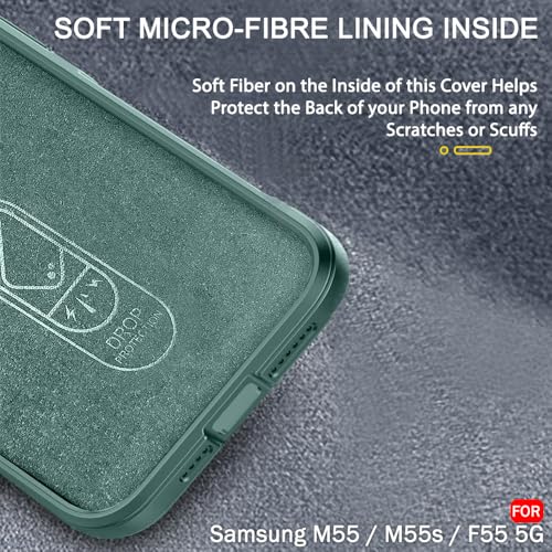 Image of TheGiftKart Liquid Silicon Back Cover Case for Samsung Galaxy M55 / M55s / F55 5G | Shockproof Military Grade Protection | Micro-Fibre Cloth On Inner Side | Built-in Anti-Slip Grip Cover (TPU, Green)