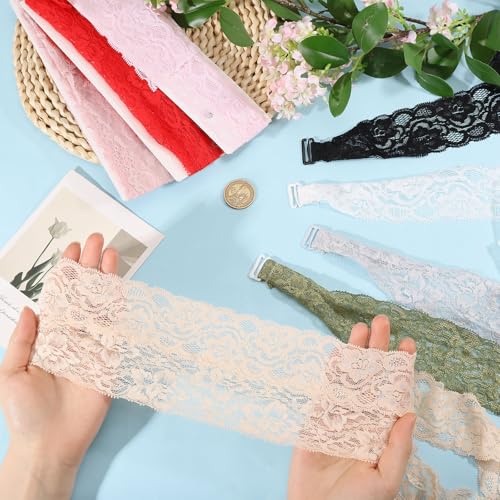 Image of FREEBLOSS 8 Pairs Lace Halter Neck Bra Straps Replacement 8 Colors Decorative Bra Straps for Women Adjustable Swimsuit Strap