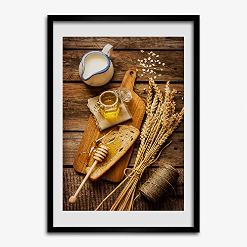 Affiche peinture petit déjeuner sous cadre MDF 50x70 cm comme décoration murale