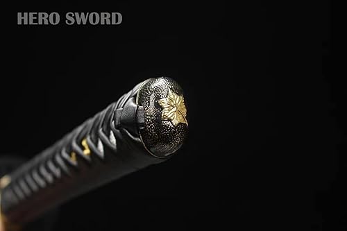 Miniatura 9 de HERO SWORD Handmde Kill Bill Sword Hattori Hanzo Katana Full Tang Sharp 1060 Cuchillos japoneses de acero de alto carbono, arma real para práctica,