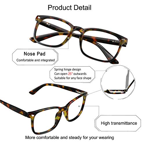 Image of YEIN Progressive Multifocus Reading Glasses, Spring Hinge Blue Light Blocking Glasses for Women Men, No Line Multifocal Readers with Clear Lenses (amber,+0.00 /+1.00 magnification)