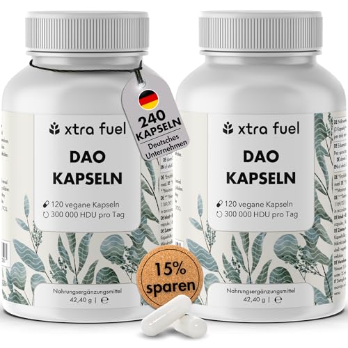 DAO Kapseln 240 Stück (hochdosiert) - 300 000 HDU pro Tagesdosis - DAO Enzym aus Erbsenprotein - vegan & laborgeprüft (2er Pack)