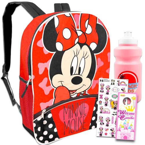 Disney-Minnie-Mouse-Backpack-for-Girls-Kids-3-Pc-Back-to-School-Bundle-With-16-Minnie-School-Bag-Water-Bottle-Stickers Disney Minnie Mouse Backpack for Girls Kids 3 Pc Back to School Bundle With 16 Minnie School Bag Water Bottle Stickers