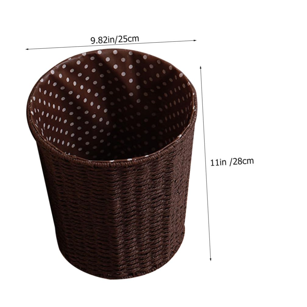 Woven Rattan Trash Basket with Liner, Household Wastebin for Kitchen and Living Room, Rustic Braided Storage Bin for Bathroom and Bedroom Organization Random Color